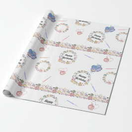 Happy Birthday Häkel-Verpackungspapier Geschenkpapier
