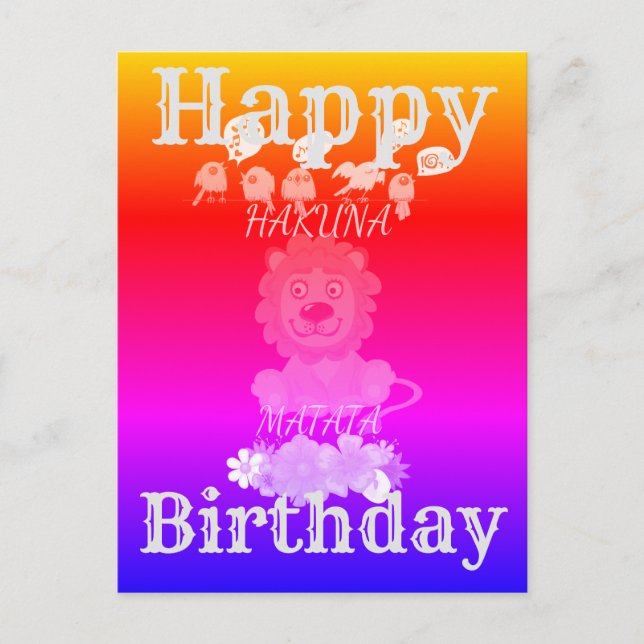 Happy Birthday Hakuna Matata Baby Löwe Postkarte (Vorderseite)