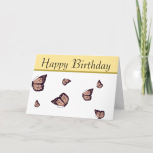 Happy Birthday Hand Gezeichnet Monarch Butterfly C Karte