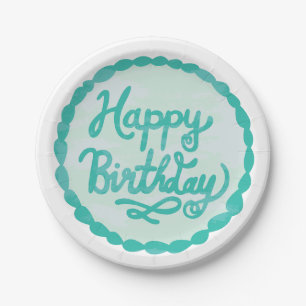 Happy Birthday Hand Letting Icing Pappteller