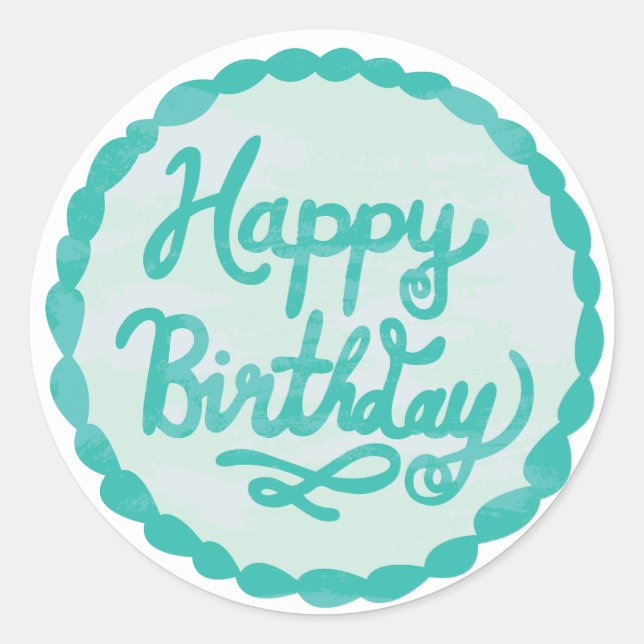 Happy Birthday Hand Letting Icing Runder Aufkleber (Vorderseite)