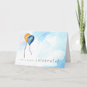 Happy Birthday Hand painted watercolor Ballons Karte
