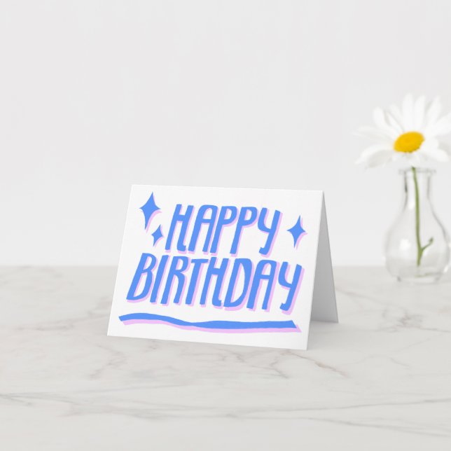 HAPPY BIRTHDAY Handlettered Blue Customized Karte (Kleines Gewächs)