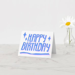 HAPPY BIRTHDAY Handlettered Blue Customized Karte