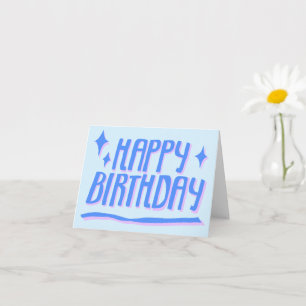 HAPPY BIRTHDAY Handlettered Blue Customized Karte