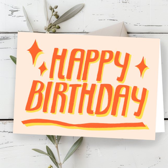 HAPPY BIRTHDAY Handlettered Orange Customized Karte (HAPPY BIRTHDAY Handlettered Orange Customized Card
)