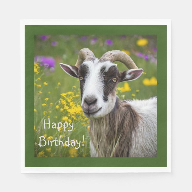 Happy Birthday Handsome Goat Serviette (Vorderseite)
