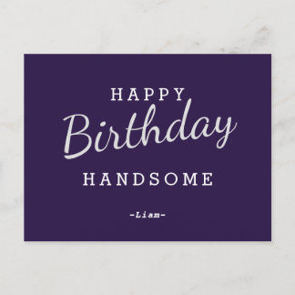 Happy Birthday Handsome Lila Birthday Postcard Postkarte