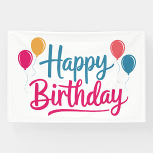 Happy Birthday Handwriting mit Balloons Banner