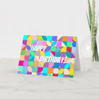 Happy Birthday HAPPINESS & JOY Modern Art Card