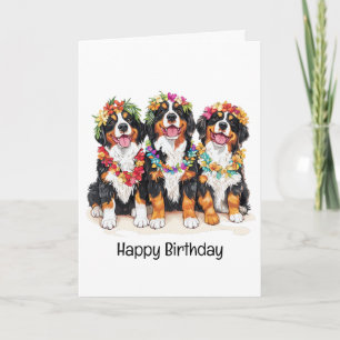 Happy Birthday Hawaiian Bernese Mountain Hunde Karte