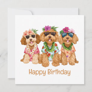 Happy Birthday Hawaiian Goldendoodle Hunde Karte