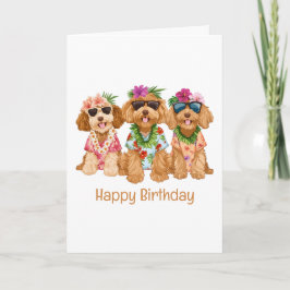 Happy Birthday Hawaiian Goldendoodle Hunde Karte