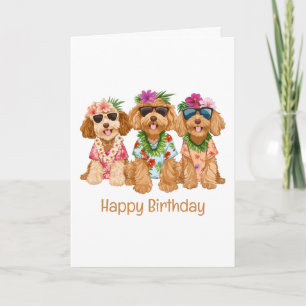 Happy Birthday Hawaiian Goldendoodle Hunde Karte
