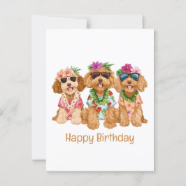 Happy Birthday Hawaiian Goldendoodle Hunde Postkarte