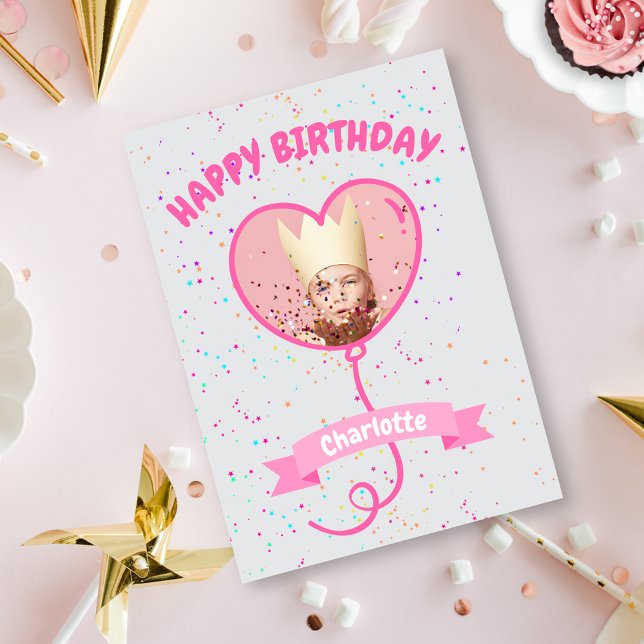 Happy Birthday Heart Balloon Foto Card Karte (Von Creator hochgeladen)