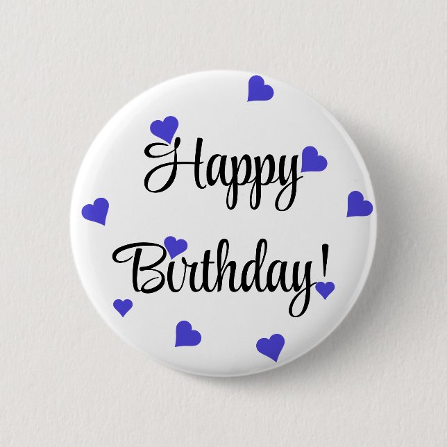 Happy Birthday Heart Simple Button (Vorderseite)