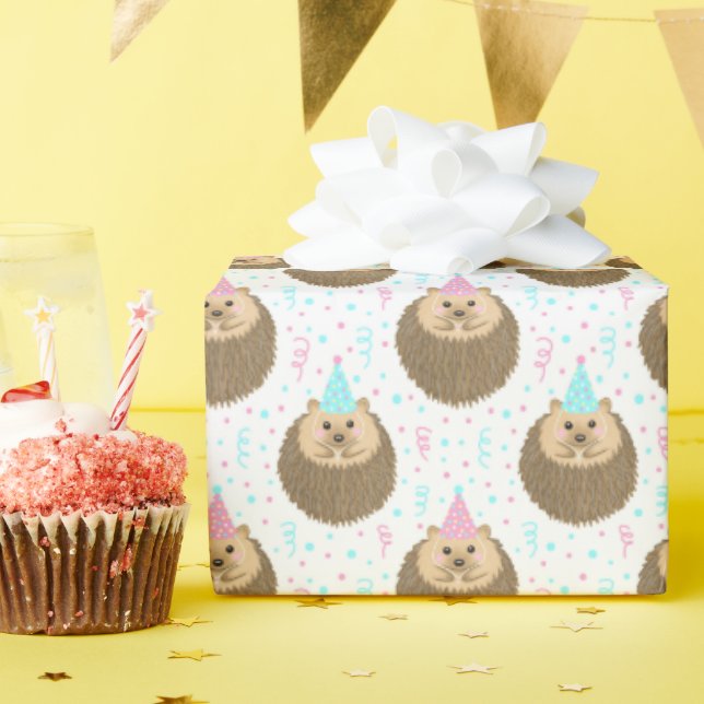 Happy Birthday Hedgie Pattern Geschenkpapier (Geburtstagsparty)