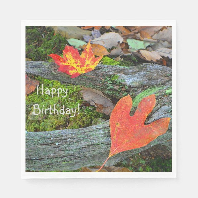 Happy Birthday Herbst Leaves Serviette (Vorderseite)