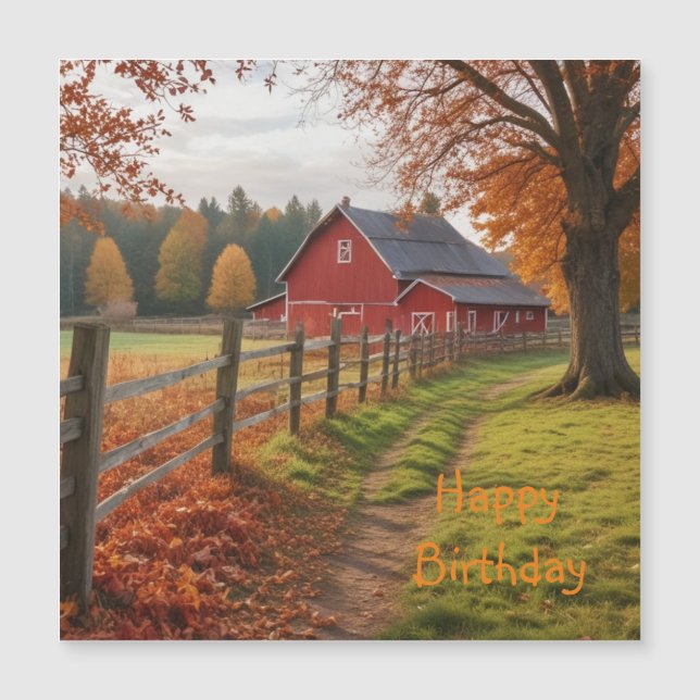 Happy Birthday Herbst Magnetkarte (Vorderseite)