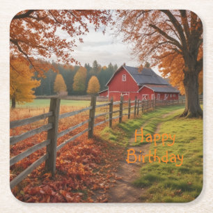 Happy Birthday Herbst Rechteckiger Pappuntersetzer