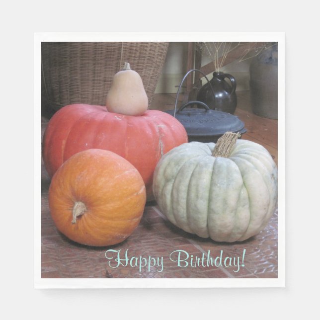 Happy Birthday Herbst Thema Serviette (Vorderseite)