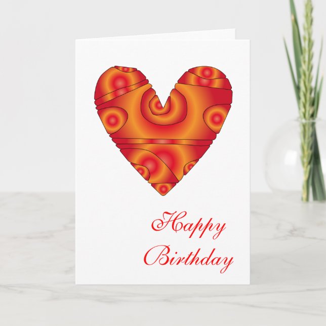 "Happy Birthday" Herzdesign Karte (Vorderseite)