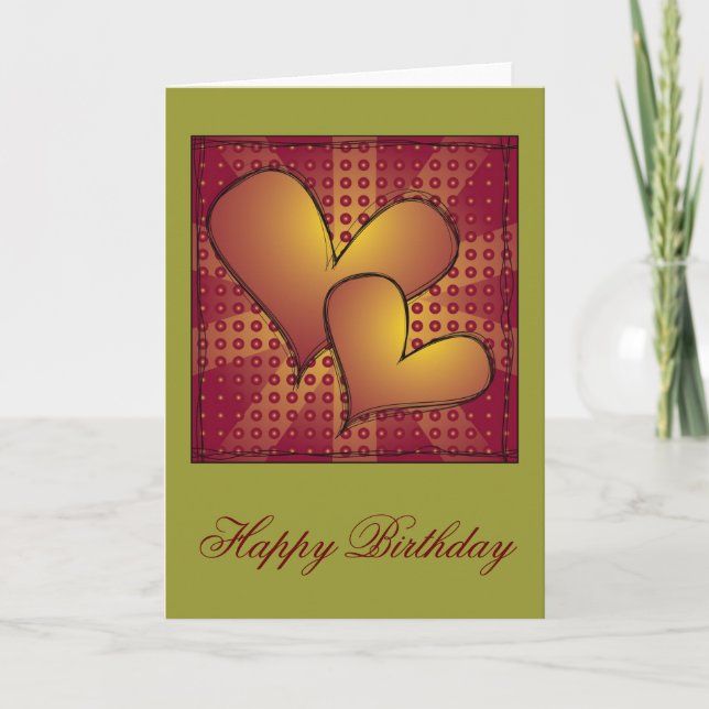 "Happy Birthday" Herzdesign Karte (Vorderseite)
