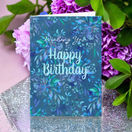 Happy Birthday Heute und immer Blue Aquamarin Flor Karte