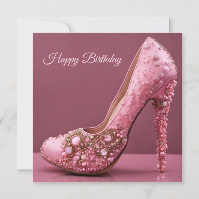 Happy Birthday High Heel Pink Fashion Shoe Karte (Vorderseite)