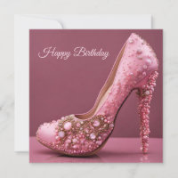 Happy Birthday High Heel Pink Fashion Shoe