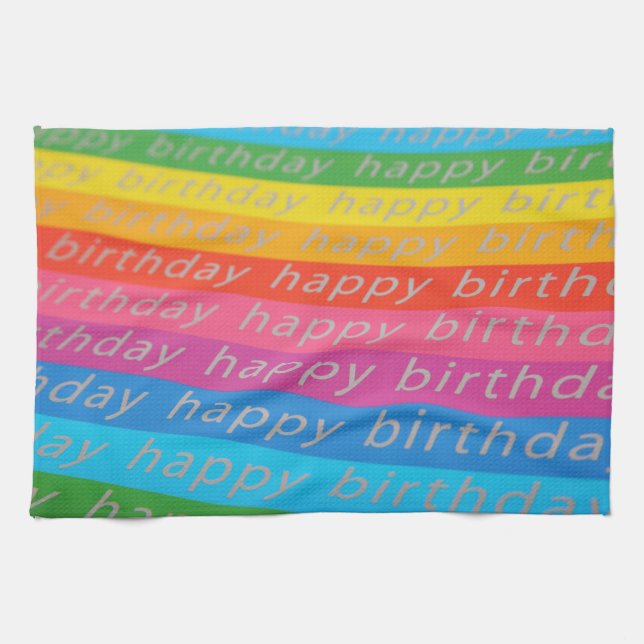 Happy Birthday Hintergrund Geschirrtuch (Horizontal)