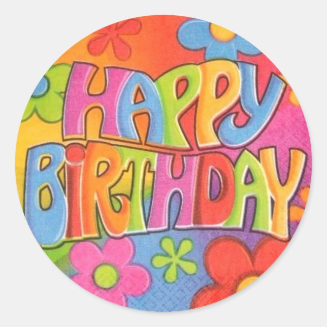 Happy Birthday Hippie Stickers (Vorderseite)