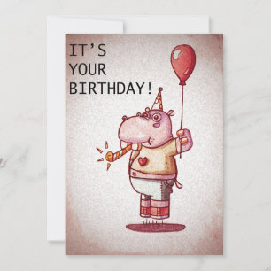 Happy Birthday Hippo Karte