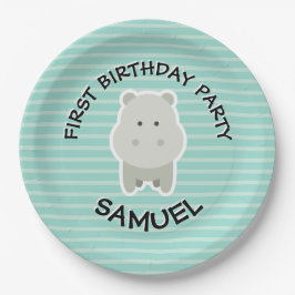 Happy Birthday Hippo Party Animals Pappteller