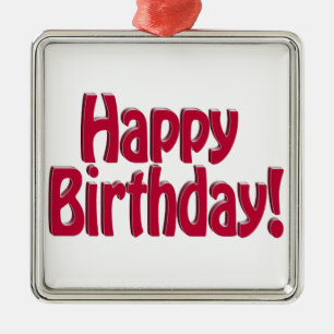 Happy Birthday HOBO Text - Rot Silbernes Ornament