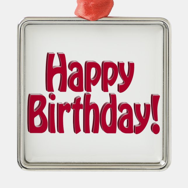Happy Birthday HOBO Text - Rot Silbernes Ornament (Vorne)