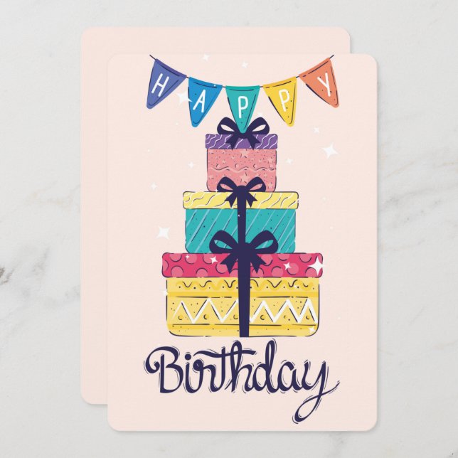 Happy Birthday Holiday Card Feiertagskarte (Vorne/Hinten)