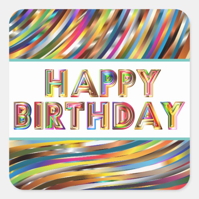 Happy Birthday Hologram Stickers (Vorderseite)