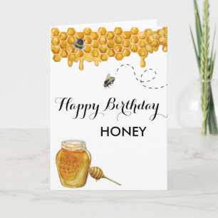 Happy Birthday Honey Watercolor Bee Karte