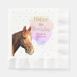 Happy Birthday Horse Back Reiten Hübsches Tier Kin Serviette