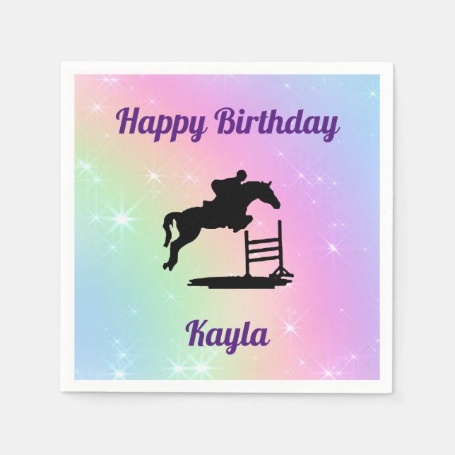 Happy Birthday Horse Hunter Jumper Paper Napkins Serviette (Vorderseite)