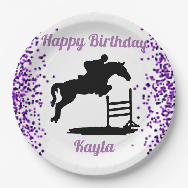 Happy Birthday Horse Hunter Jumper Reittier Pappteller (Vorderseite)