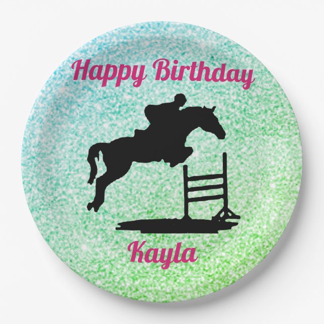 Happy Birthday Horse Hunter Jumper Reittier Pappteller (Vorderseite)
