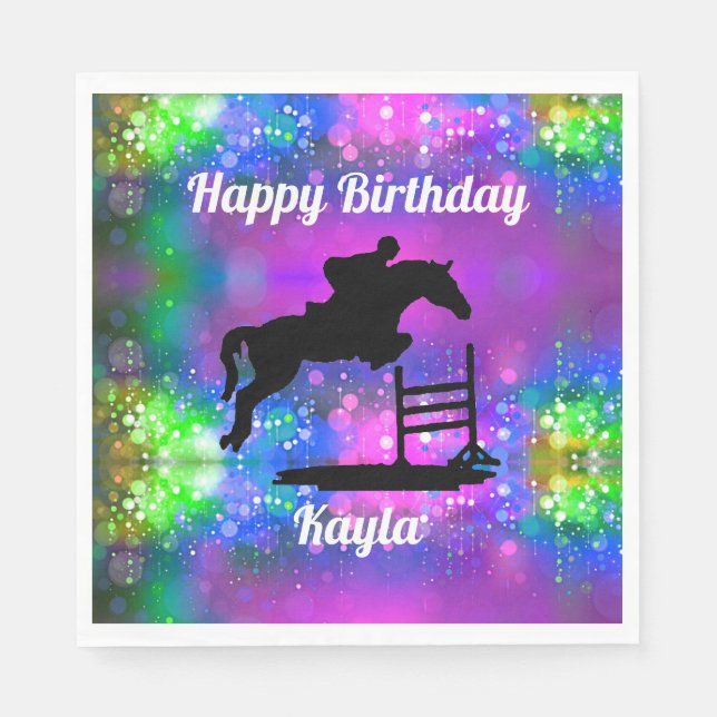 Happy Birthday Horse Hunter Jumper Reittier Serviette (Vorderseite)