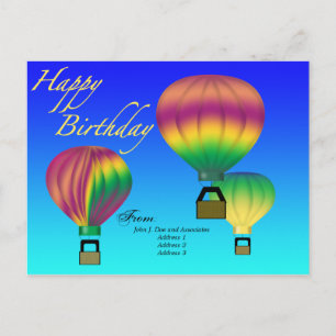 Happy Birthday Hot Air Ballon Postcard Postkarte