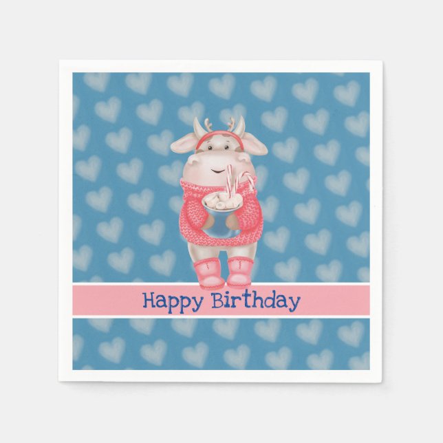 Happy Birthday Hot Chocolate Paper Napkin Serviette (Vorderseite)
