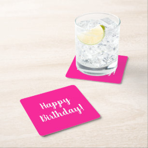 Happy Birthday Hot Pink Geburtstagsparty Rechteckiger Pappuntersetzer