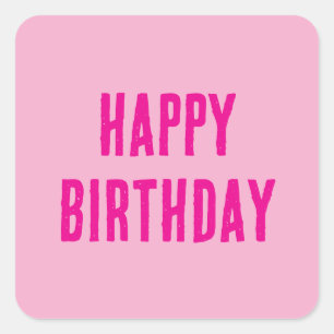 Happy Birthday Hot Pink Girly Custom Color 2025 Quadratischer Aufkleber