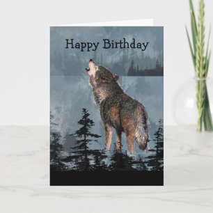 Happy Birthday Howling Wolf Tierart Karte